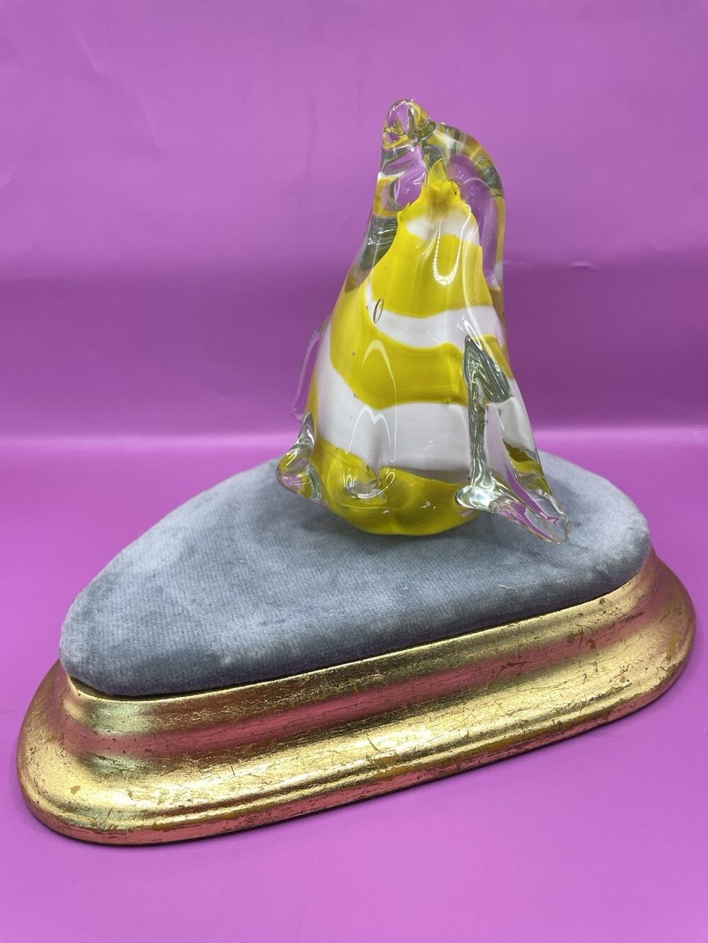Handblown Glass Penguin Paperweight Clear Art Glass 4"